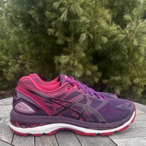 Asics GEL Nimbus 19 Running Shoes Womens 9.5‎ Purple Pink Walking Sneakers T750N